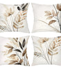 Neutral Botanical Floral Leaf Polyester Pillow Cover – 4 Designs, 4 Sizes