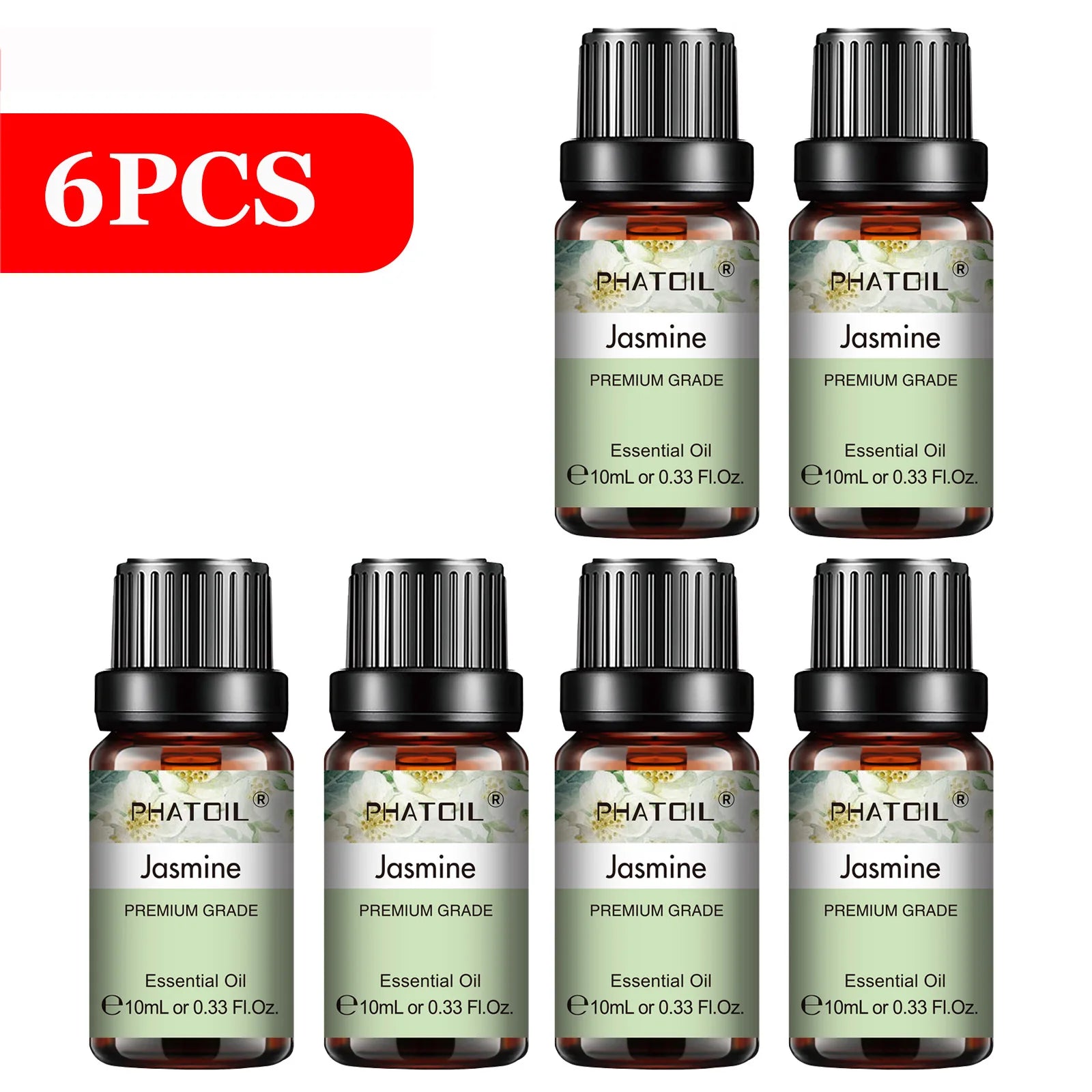 PHATOIL 6-Piece 10ml Pure Essential Oil Set for Diffusers