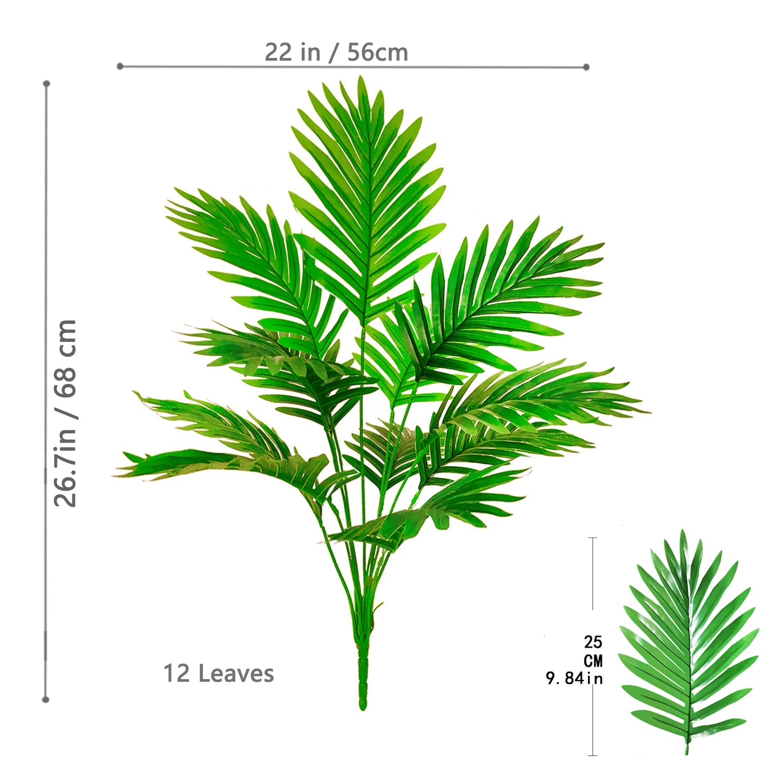 Large Artificial Palm Tree Branches – Tropical Fake Palm Leaf Plant for Home, Garden & Event Decoration
