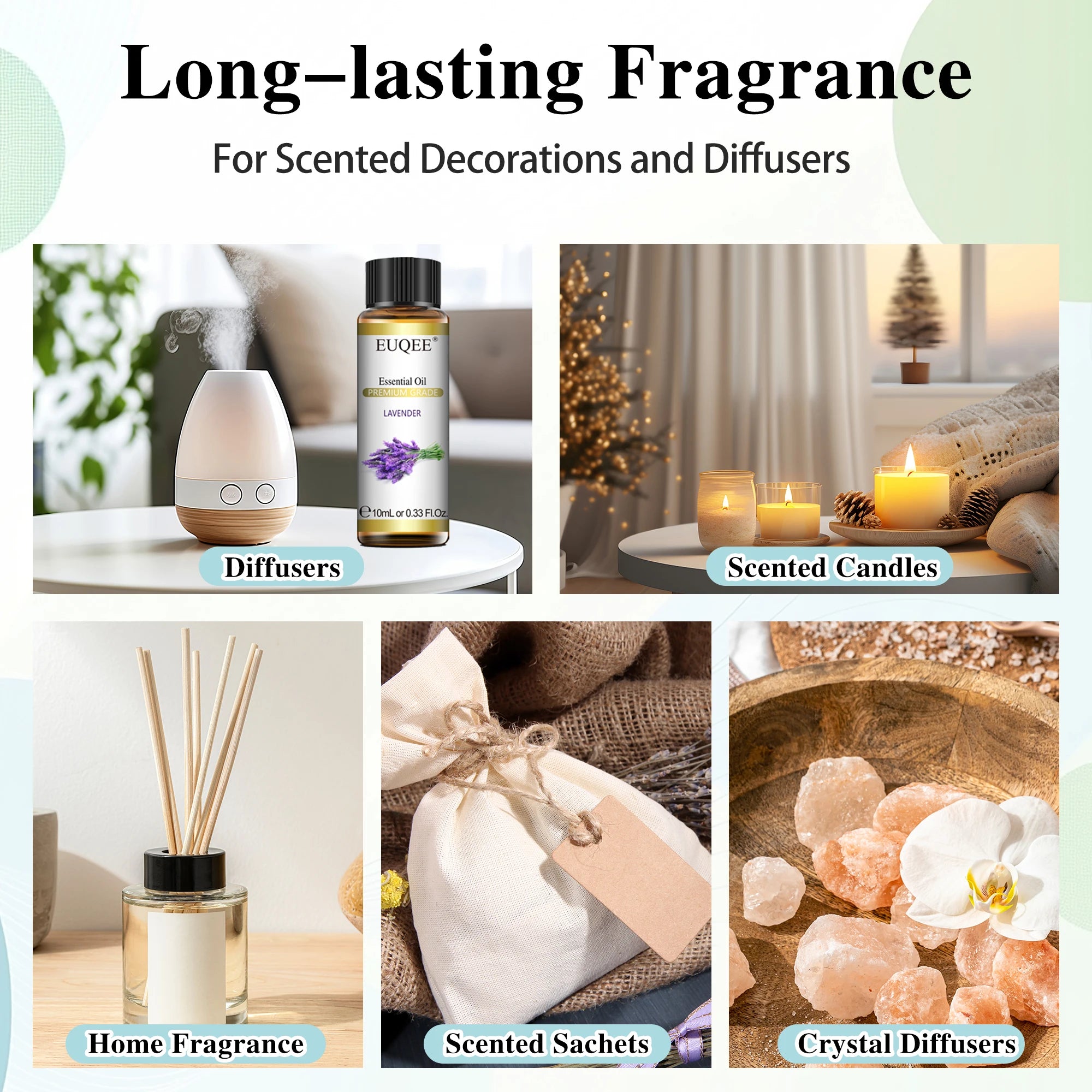 EUQEE 10ml Pure Essential Oil for Diffusers