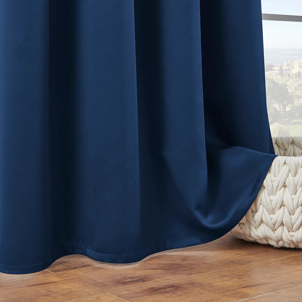 Navy Blue 70%–90% Grommet Semi-Light Blocking Curtain Panel