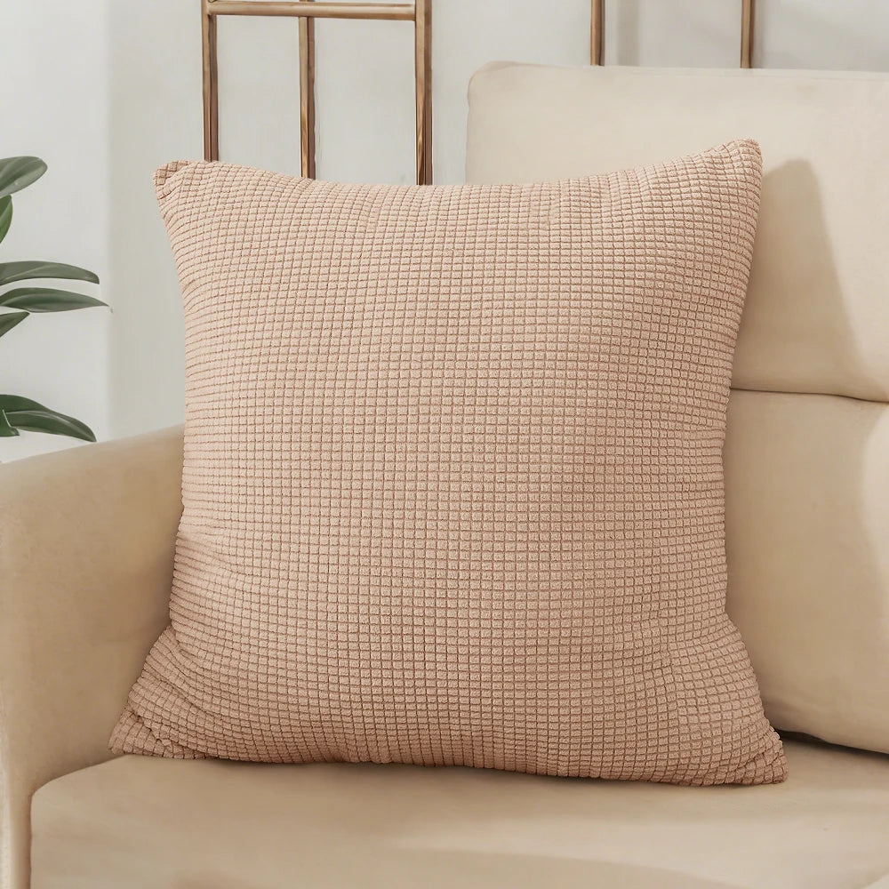 Solid Deep Apricot Jacquard Polyester Pillow Cover – 8 Sizes