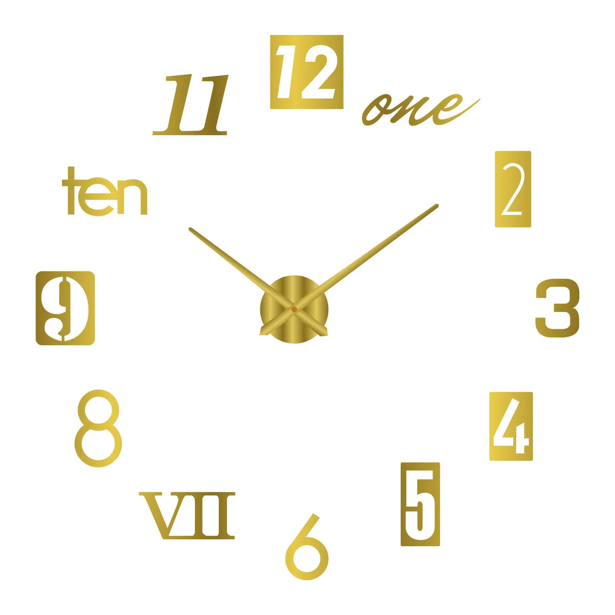 Gold Acrylic Mirror DIY Wall Clock – 11 Designs, 36 or 48 Inch