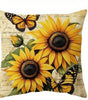 Sunflowers & Twin Butterflies Polyester Peachskin Pillow Cover – 15.75–23.62 in Square, 1 Piece