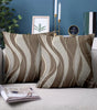 Brown & White Abstract Wave Polyester Pillow Cover – Single-Sided Print, 4 Sizes