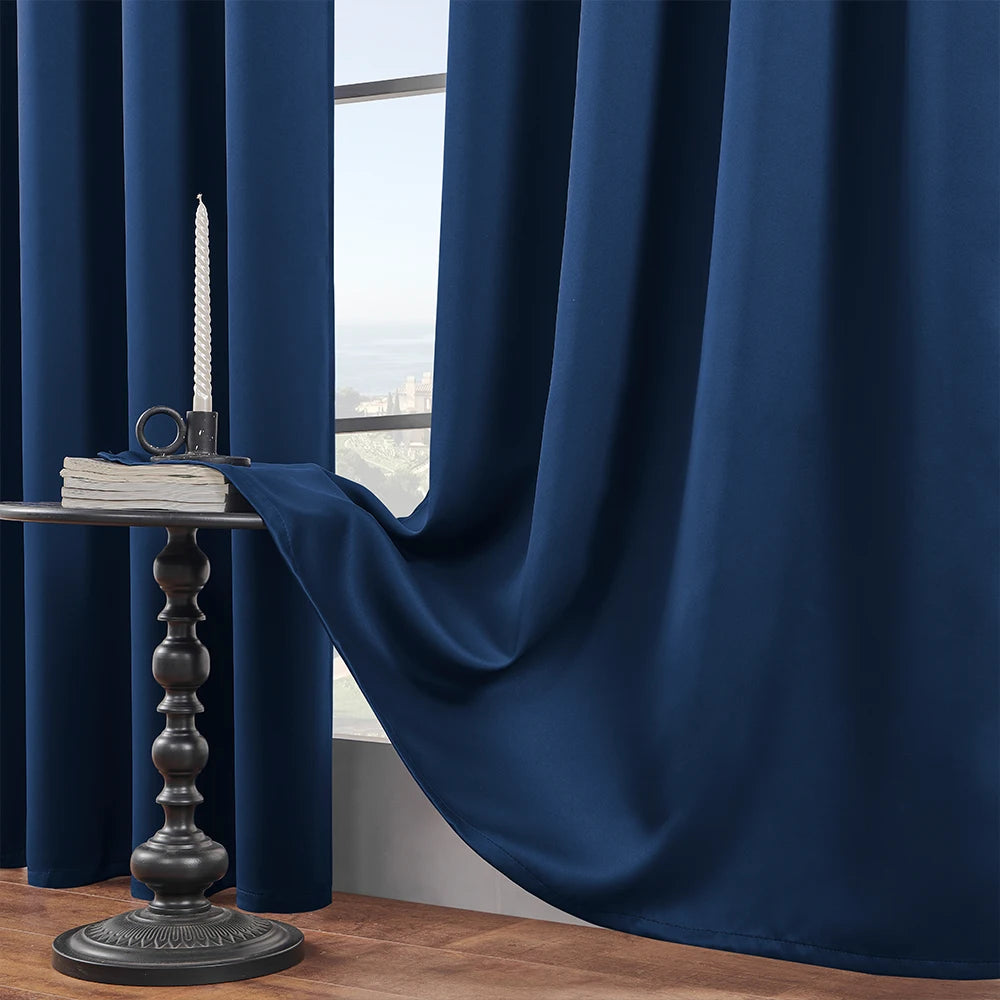 Navy Blue 70%–90% Grommet Semi-Light Blocking Curtain Panel