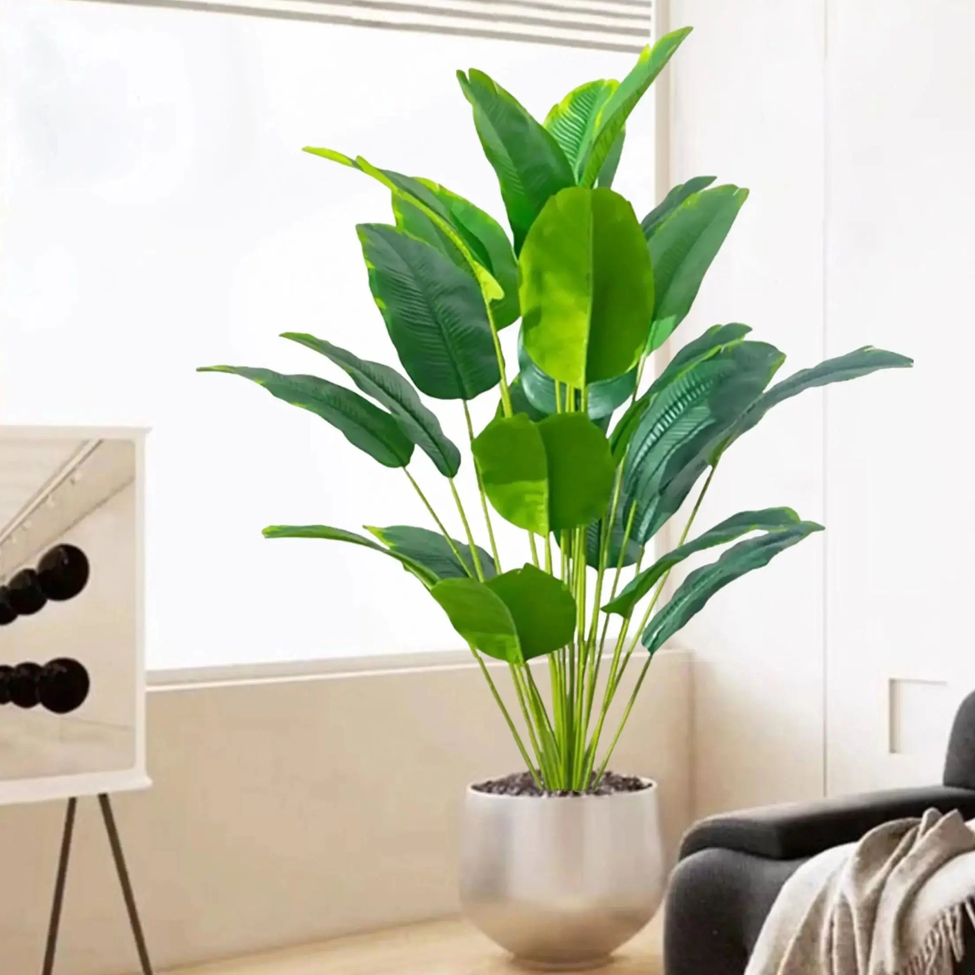 Large Artificial Bird of Paradise Plant Leaves – Real Touch Tropical Strelitzia Faux Greenery for Home & Garden Decor