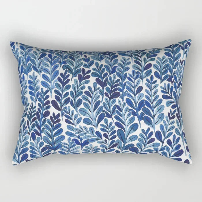 Botanical Leaf Polyester Lumbar Pillow Cover – 11.81 × 19.69 in (30 × 50 cm), 1 Piece
