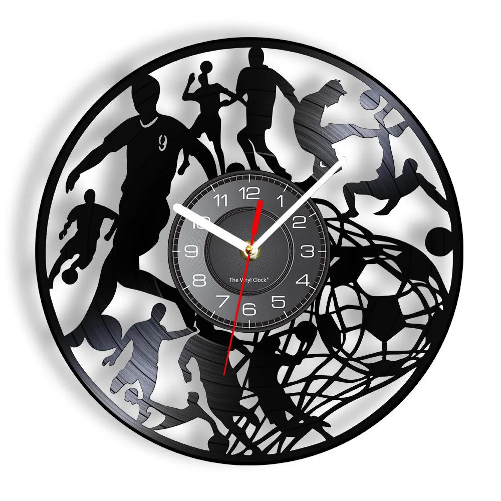 Football Vinyl Record Wall Clock – 30 cm Quartz Decor with Optional LED, Designs 6–10