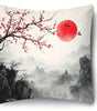 Red Plum Blossom Landscape Polyester Pillow Cover – 17.72–23.62 in Square, Cover Only