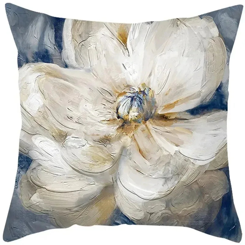 Ginkgo & Floral Polyester Pillow Cover – 17.72 × 17.72 in (45 × 45 cm), 1 Piece