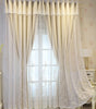 Beige Floral-Embroidered Double-Layer Semi-Light Blocking Curtain Panel – 4 Hanging Styles