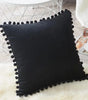 Black or Green Velvet Pom-Pom Throw Pillow Cover, 15.75–19.69 in, Cover Only