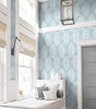 Light Blue Leaf Peel-and-Stick Wallpaper – Waterproof Removable Vinyl for Cabinets, Drawers & Bedrooms
