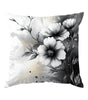 Black & White Floral Polyester Peachskin Pillow Cover – Designs 3–4, 4 Sizes
