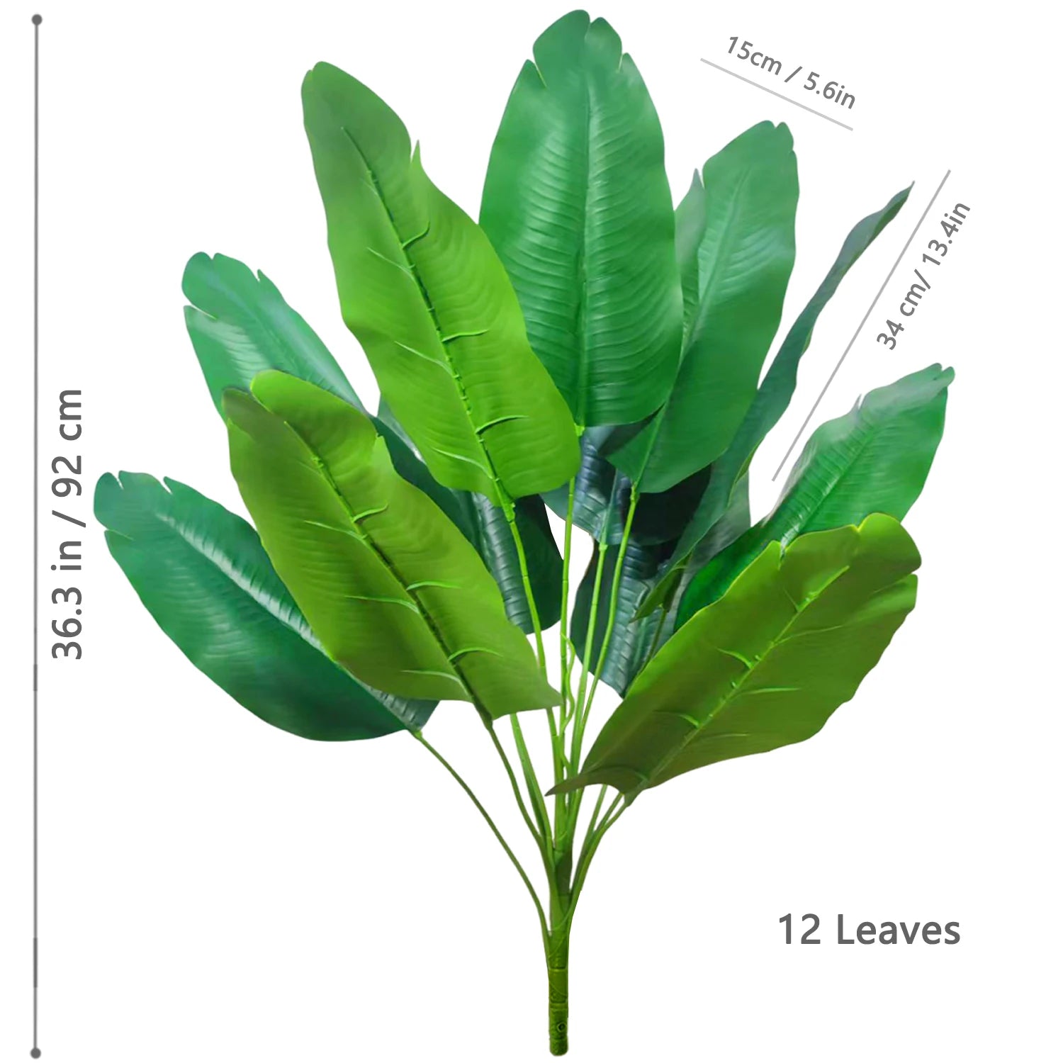 Large Artificial Bird of Paradise Plant Leaves – Real Touch Tropical Strelitzia Faux Greenery for Home & Garden Decor