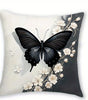 Black Butterfly Floral Polyester Pillow Covers – 4 Designs, 50–60 cm