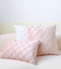 Light Pink & White Velvet Throw Pillow Cover – Raised Diamond Pattern