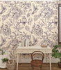 Hummingbird & Floral Traditional or Peel-and-Stick Wallpaper – Vintage Nature Wall Mural, 2-Roll Set