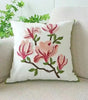 Pink Blossom Branch Embroidered Polyester/Cotton Pillow Cover – 17.72 × 17.72 in (45 × 45 cm)