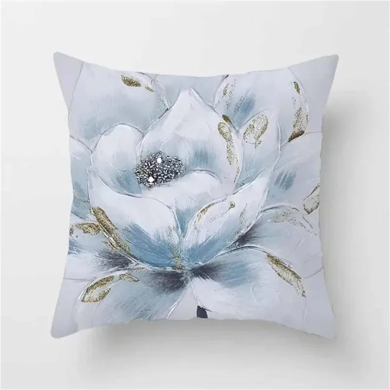 Ginkgo & Floral Polyester Pillow Cover – 17.72 × 17.72 in (45 × 45 cm), 1 Piece