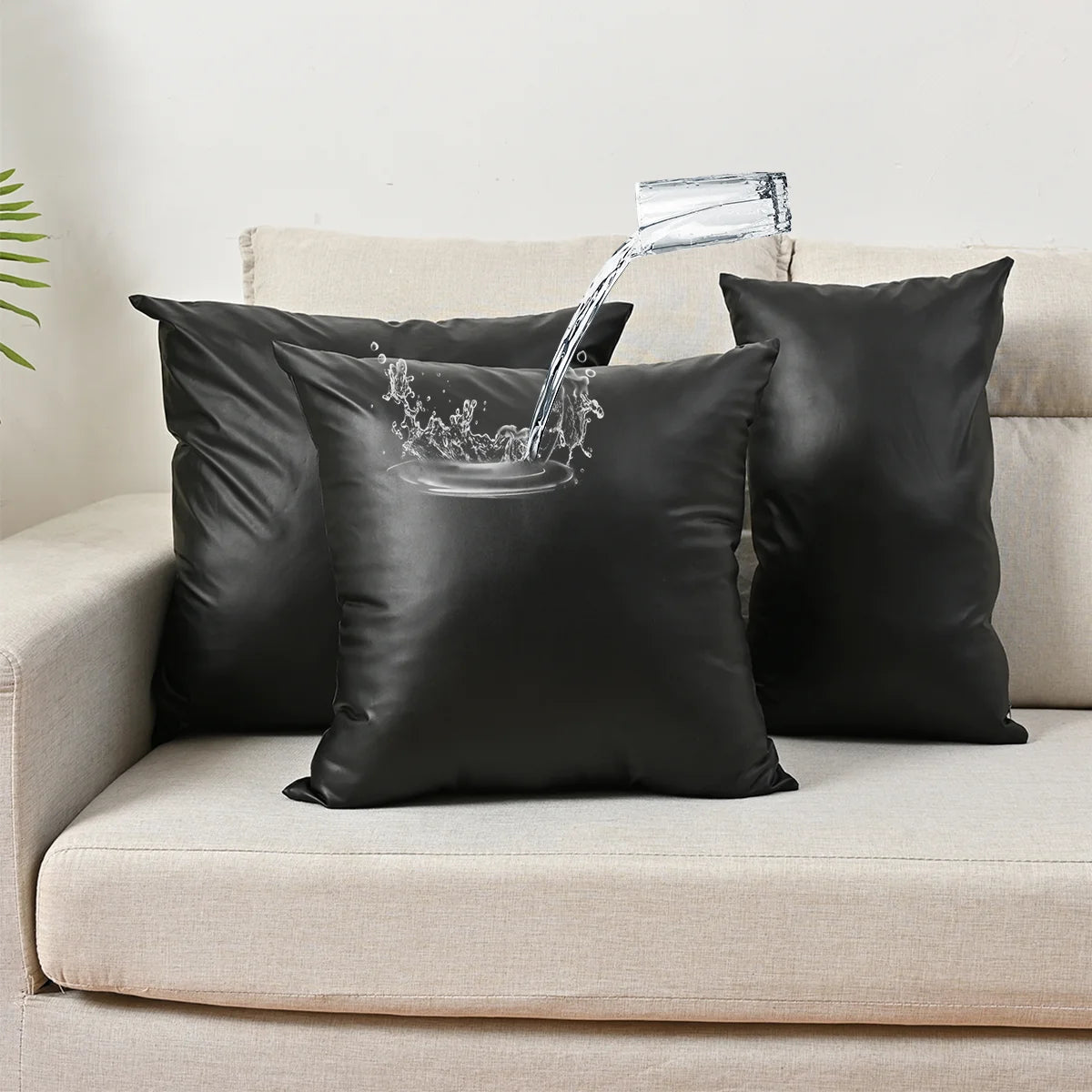 Waterproof Leather Lumbar Pillow Cover – 11.81 × 19.69 in (30 × 50 cm), 1 Piece