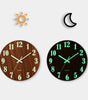 12'' Luminous Wall Clock, Silent Non-Ticking Wooden Clock with Glow-in-the-Dark Numbers, Nordic Style Night Light Wall Clock