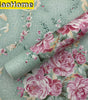 Green Floral Waterproof PVC Peel-and-Stick Wallpaper – Removable Vintage Contact Paper