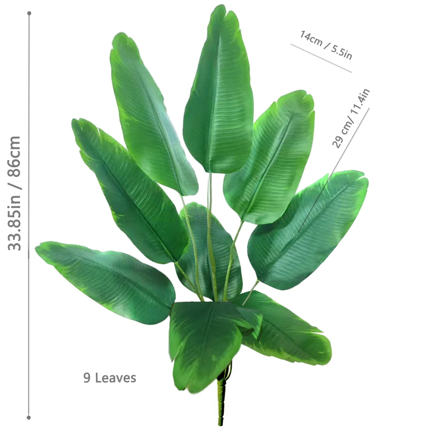Large Artificial Bird of Paradise Plant Leaves – Real Touch Tropical Strelitzia Faux Greenery for Home & Garden Decor