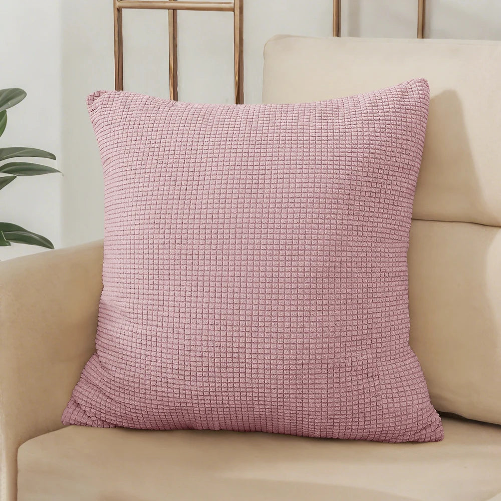 Solid Pink Jacquard Polyester Pillow Cover – 8 Sizes
