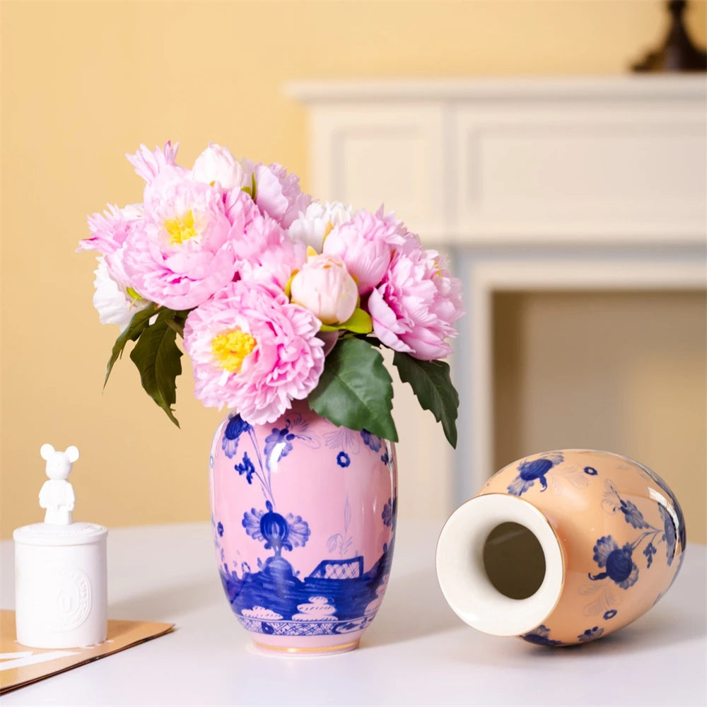 Hand-Painted Ceramic Flower Vase – 5 Color Designs