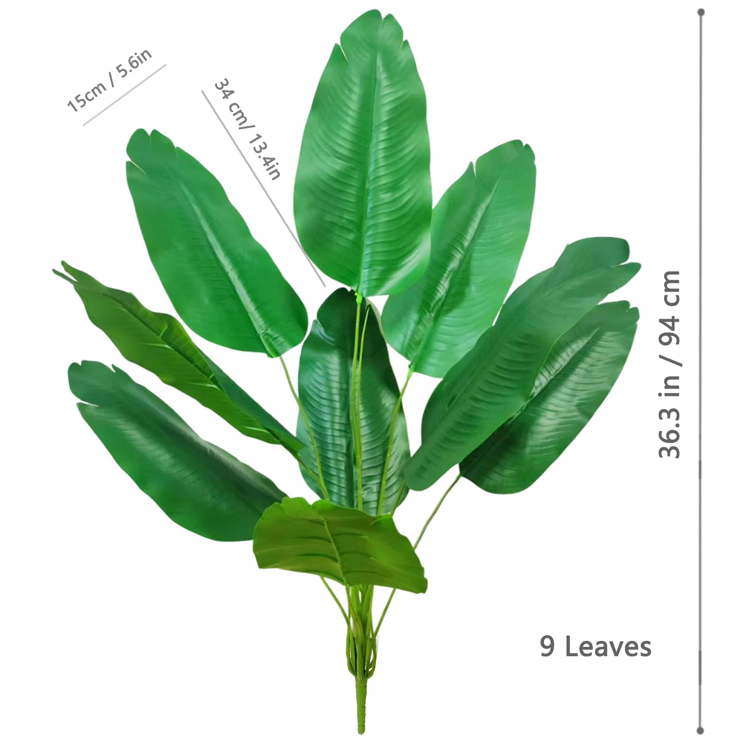 Large Artificial Bird of Paradise Plant Leaves – Real Touch Tropical Strelitzia Faux Greenery for Home & Garden Decor