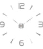 Large Silver Acrylic Mirror DIY Wall Clock – Five Designs, Adjustable Diameter