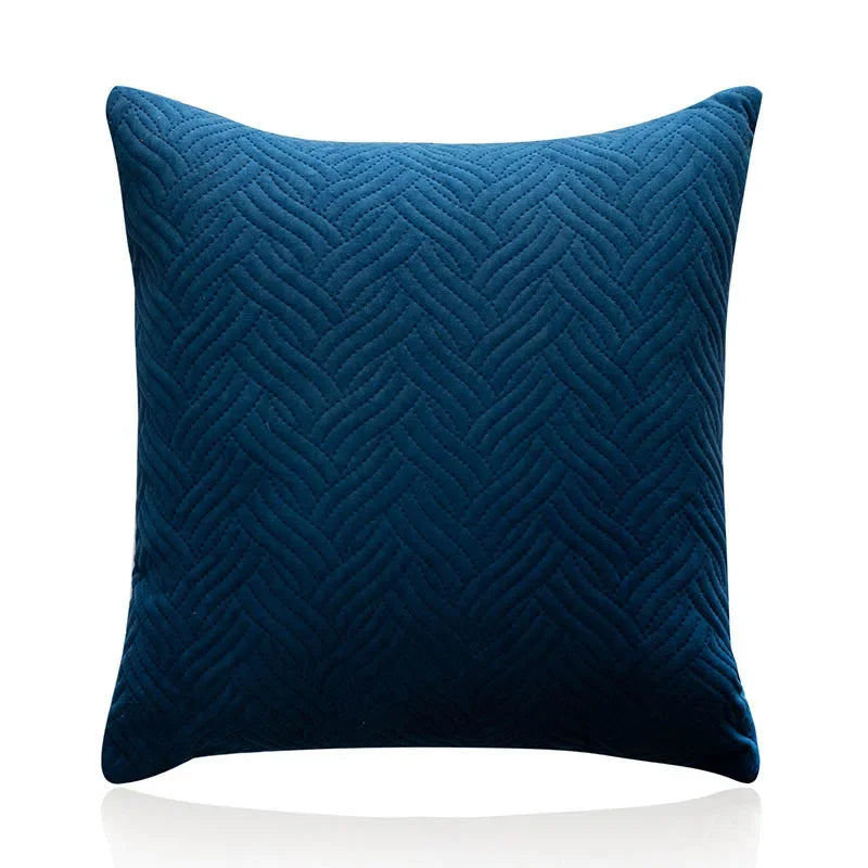Cool-Tone Geometric Quilted Velvet Pillow Covers – 17.72 in Square