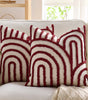 Burgundy Geometric Embroidered Polyester Pillow Covers – 17.72 in (45 cm) Square, Set of 2