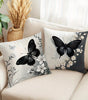 Black Butterfly Floral Polyester Pillow Covers – 4 Designs, 50–60 cm