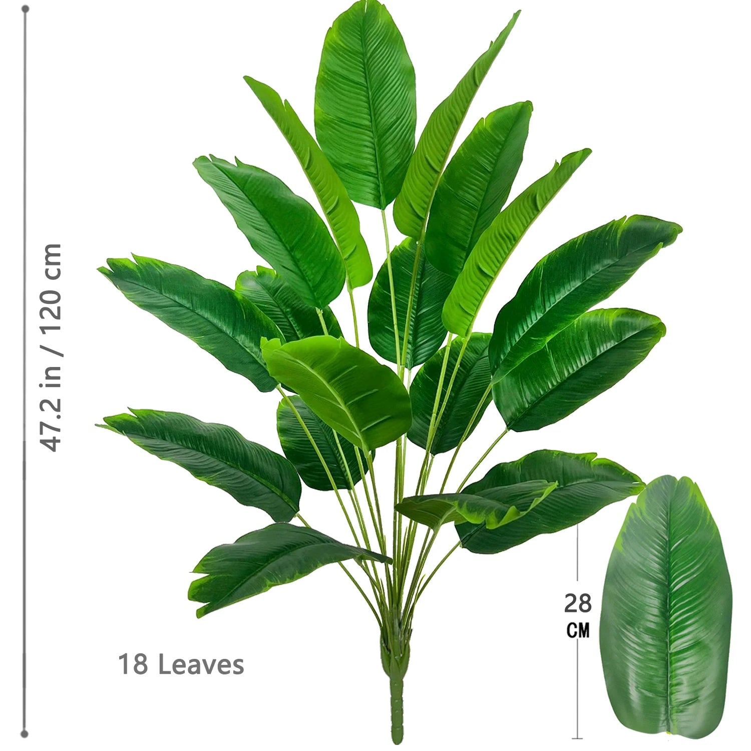 Large Artificial Bird of Paradise Plant Leaves – Real Touch Tropical Strelitzia Faux Greenery for Home & Garden Decor