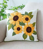 Yellow Sunflower Cluster Embroidered Polyester/Cotton Pillow Cover – 17.72 × 17.72 in (45 × 45 cm)