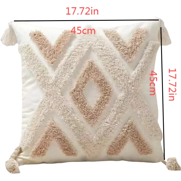 Bohemian Geometric Textured Throw Pillow Cover, 17.72 × 17.72 in, 10 Designs, Cover Only