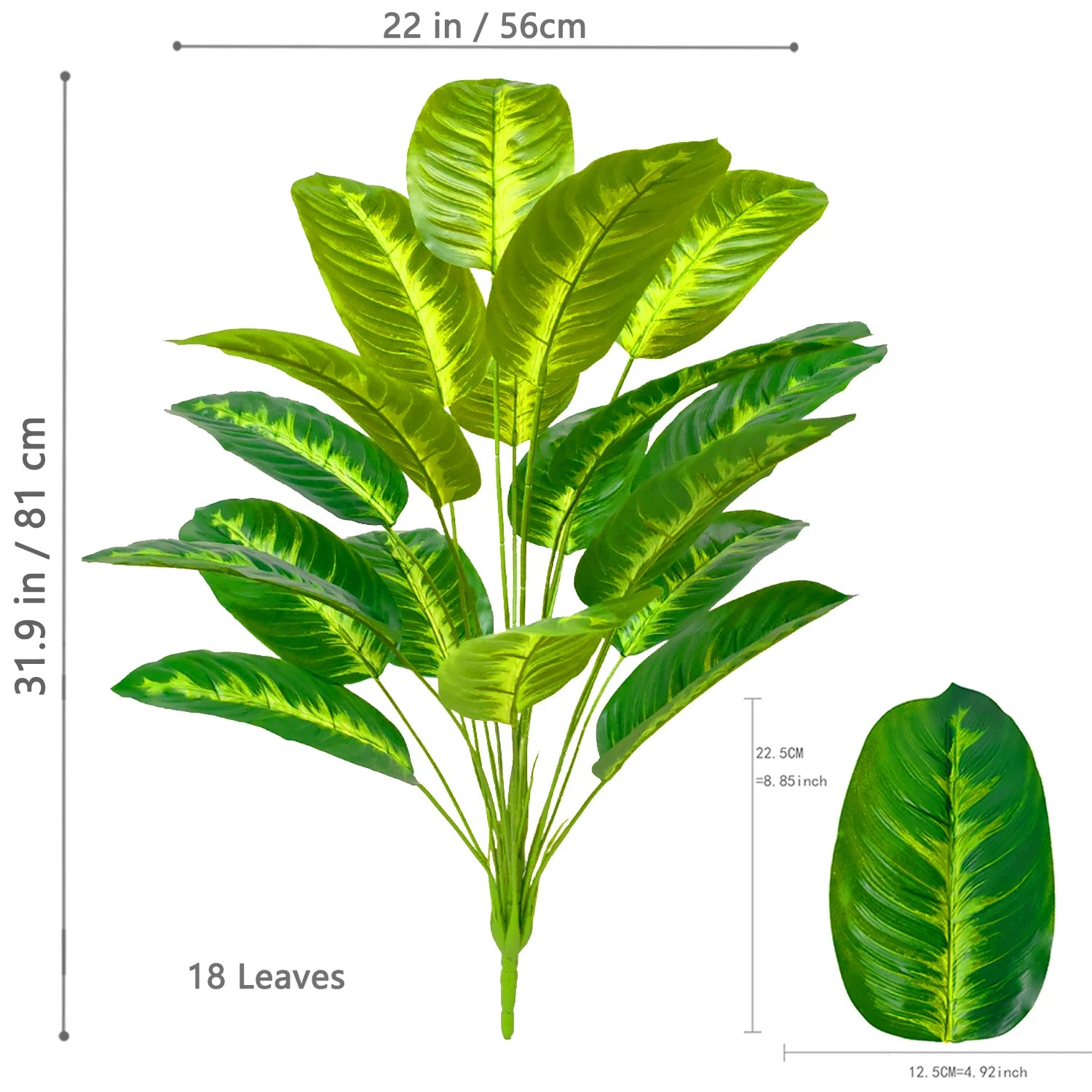 Large Artificial Bird of Paradise Plant Leaves – Real Touch Tropical Strelitzia Faux Greenery for Home & Garden Decor