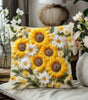 Vintage Sunflower Throw Pillow Cover – Polyester, 17.72 × 17.72 in (45 × 45 cm), Cover Only