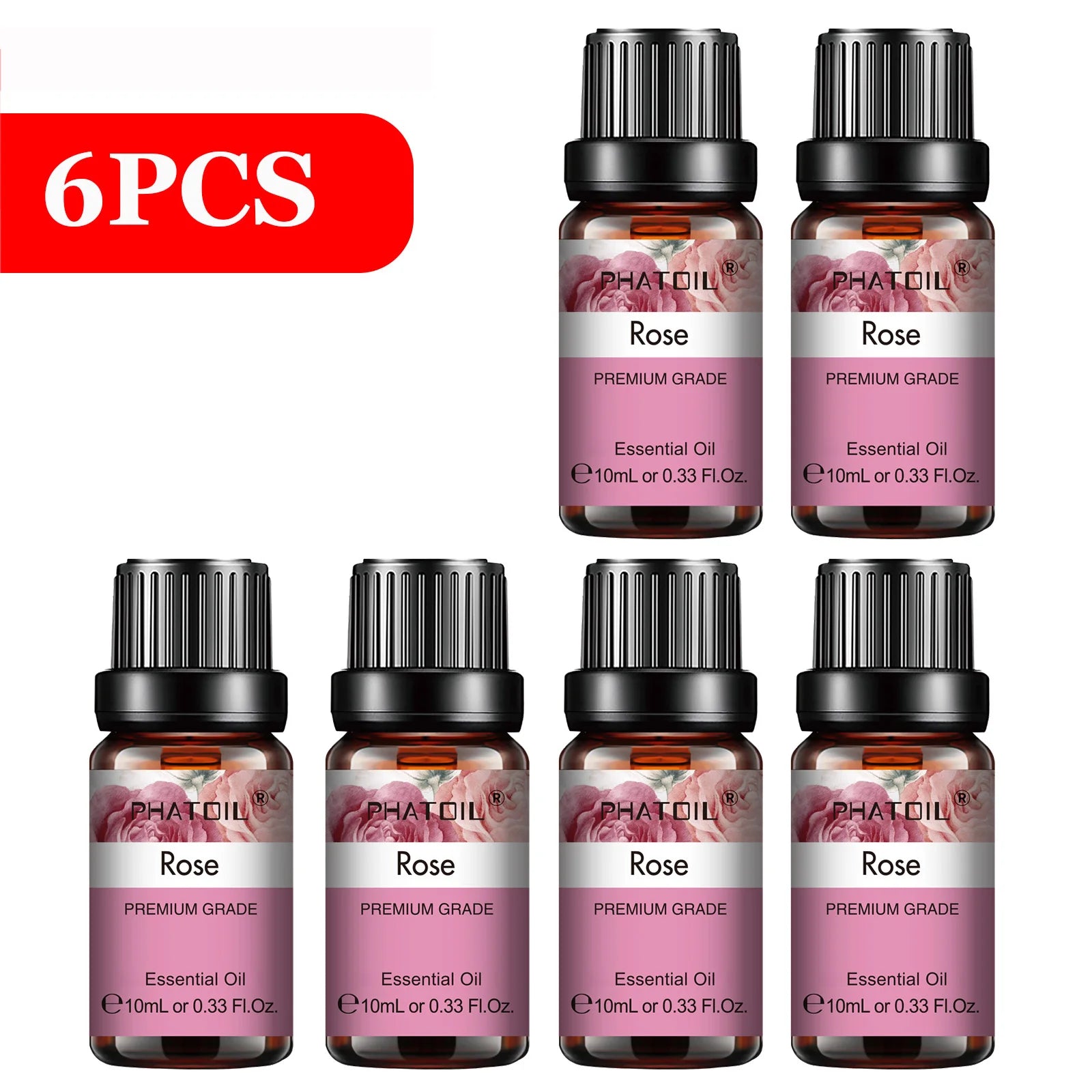 PHATOIL 6-Piece 10ml Pure Essential Oil Set for Diffusers