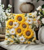 Vintage Sunflower Throw Pillow Cover – Polyester, 17.72 × 17.72 in (45 × 45 cm), Cover Only