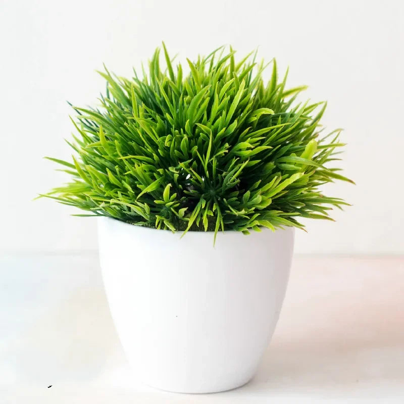 Small Artificial Bonsai Potted Plant – Green Faux Tree Ornament for Home, Garden & Hotel Decor