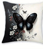 Black Butterfly Floral Polyester Pillow Covers – 1-Piece or 4-Piece Set, 40–45 cm