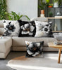Black & White Floral Polyester Peachskin Pillow Cover – Designs 1–2, 4 Sizes