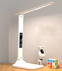 LED Desk Lamp with Clock, Calendar & Temperature Display – USB Rechargeable, Foldable & Touch Dimmable