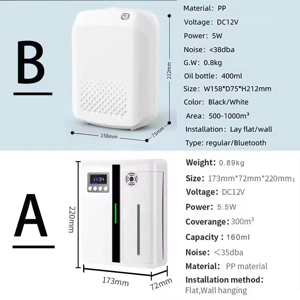 Wall Mounted Waterless Essential Oil Diffuser with Bluetooth