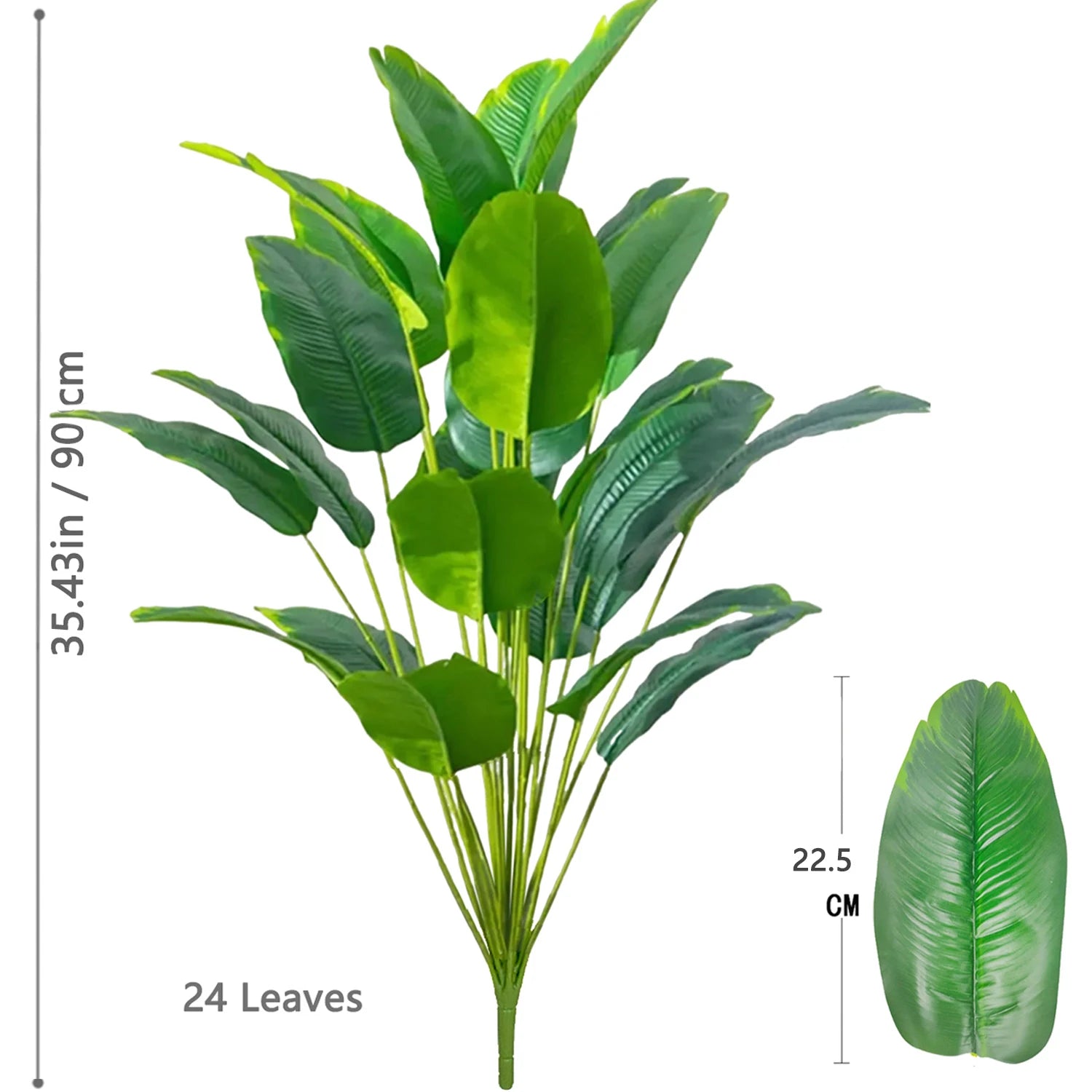 Large Artificial Bird of Paradise Plant Leaves – Real Touch Tropical Strelitzia Faux Greenery for Home & Garden Decor
