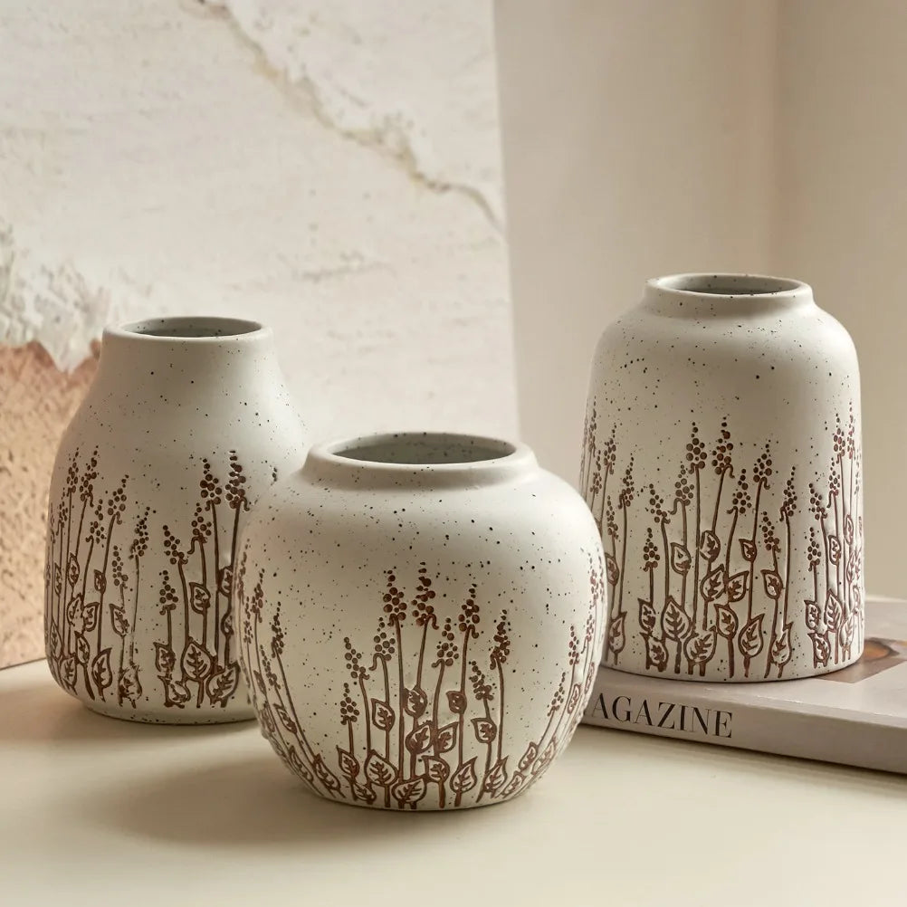 Countryside Ceramic Tabletop Vase – Lavender-Inspired, 3 Designs